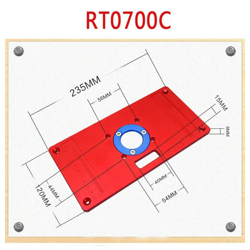 Алюминиевый фрезерный стол, вставная пластина w/2 кольца со вставками для деревообработки, маршрутизатор RT0700C красный