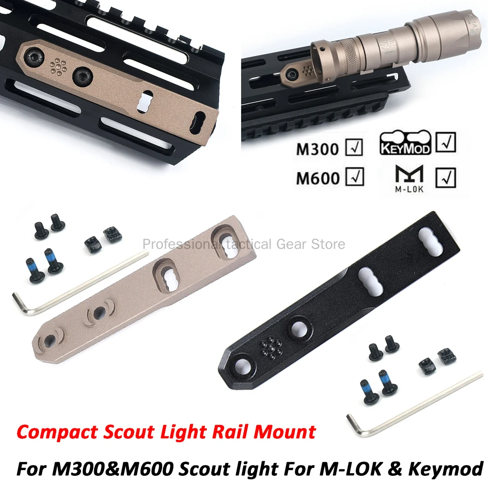 

Airsoft Flashlight Rails Panel Mount For M300 M600 Weapon Light Base Wearver Metal Cover Mount For M-lok Keymod Rails