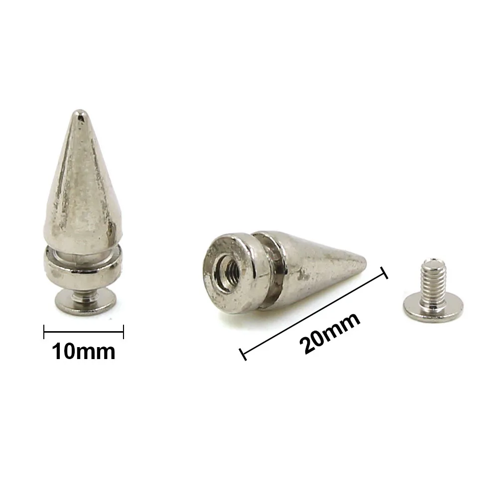 50Pcs Sliver Gold Spikes And Studs For Punk Rock Leather DIY Conical Metal Stud Screwback Nailheads Rivets For Shoes Clothes Bag