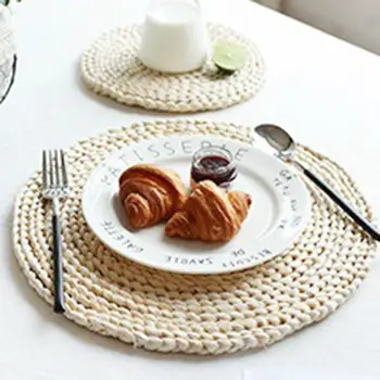 

Dining Table Mat Corn Woven Heat Insulation Pot Holder Round Coasters Coffee Drink Tea Cup Table Placemats 1Pcs