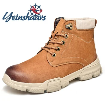 

Mens Shoes Suede Casual Leather Boots Fashion Retro Lace-up Solid Outdoor Shoes Walking Boot Motorcycle Boots Martin Buty Meskie