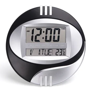 

LED Round Electronic wall clock Mute Bracket Clock LCD with Calendar Temperature large number display Snooze Table Clock