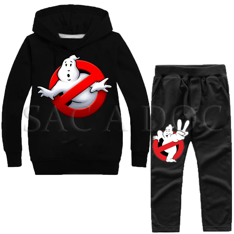 Ghostbusters Модные принты 2 шт.; толстовки; комплект спортивной одежды для маленьких детей, спортивный костюм с капюшоном для мальчиков на осень, Толстовки с капюшоном для девочек+ комплект со штанами