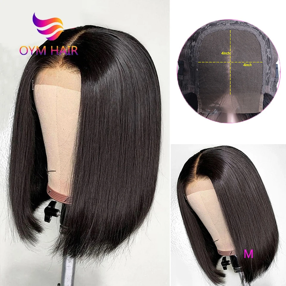 

OYM HAIR 4x4 Short Bob Wigs Lace Closure Wig Human Hair Wigs Straight Pre Plucked Hairline Baby Hair 150% Brazilian Remy Hair