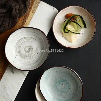 

Japanese Sauce Small Dish Ceramic Round Thread Plate Seasoning Soy Bowl Vinegar Dishes Ketchup Plates Decoration Gift Cultery