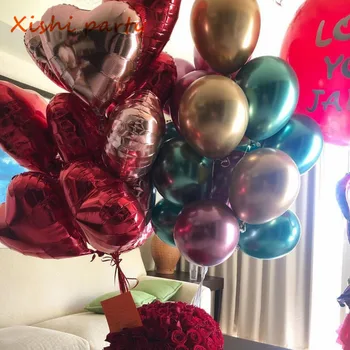 

50pcs/lot 18inch Big Laser Pearl Chrome Metal Metallic Heart Shaped Foil Balloons Wedding Baby Shower Birthday Party Decorations