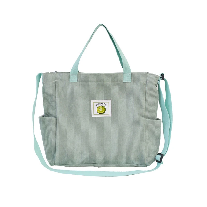 Вельветовая однотонная Большая вместительная сумка-мессенджер в простом стиле с буквенным принтом для девочек и студентов, Новинка