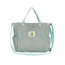 Вельветовая однотонная Большая вместительная сумка-мессенджер в простом стиле с буквенным принтом для девочек и студентов, Новинка