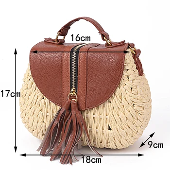 

Women Handbags Designer Ladies Woven Knitting Messenger Crossbody Bags New Summer Bohemian Women Tassel Straw Beach Shoulder Bag