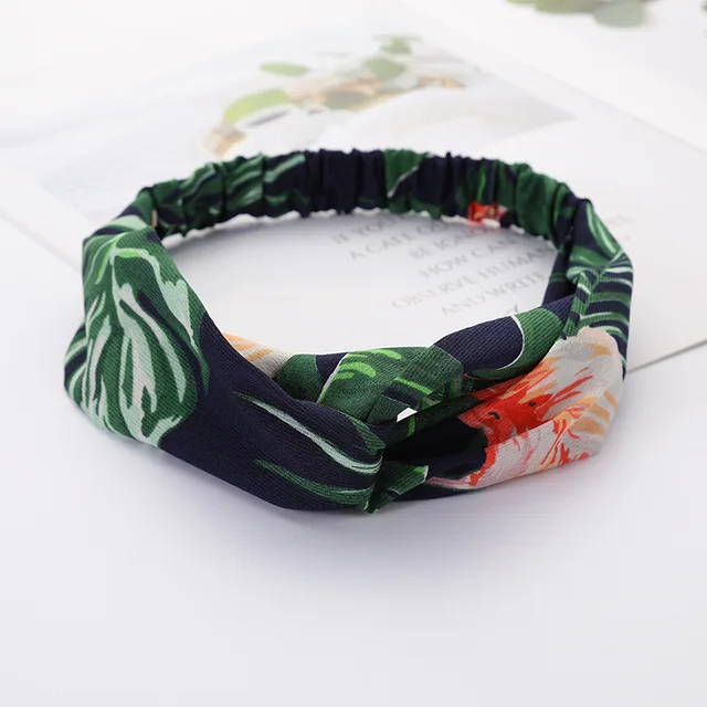 Women Cross Solid color Hair Bands Girls Print Flower Headbands Fashion Turban Make up Hair Accessories FD127 BJY2