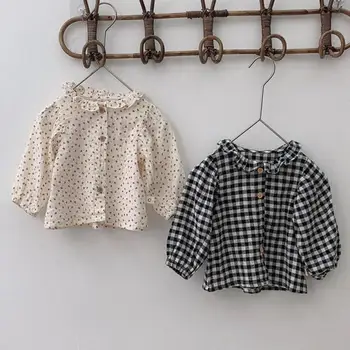 

2020 Autumn New Baby Girls Floral Blouse Boys Long Sleeve Shirt Cotton Kids Plaid Tops Toddlers Girls Blouse Clothes