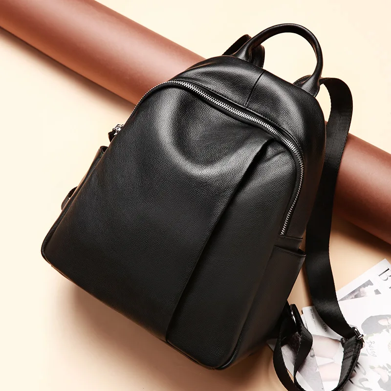 

New Backpack Female Women's Leather Bags European and American Fashion Wild Europe Full-Grain Leather Ladies Backpack