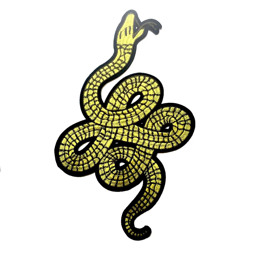 

1Pcs Large Cool Yellow Snake Iron on Patches for Clothing Fashion T Shirt Coat Embroidered Applique Patches LSHB919