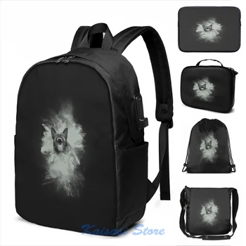 

Funny Graphic print German Shepherd Dog - GSD USB Charge Backpack men School bags Women bag Travel laptop bag