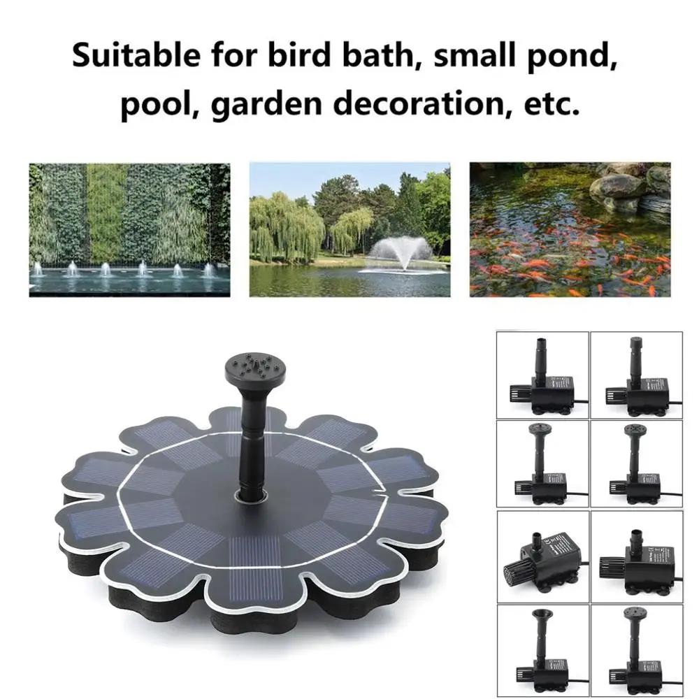 

Petal Type Solar Powered Fountain Water Pump Bird Bath Water Solar Panel Kit Floating insert Fountain 1.6W2.5W Garden Decoration