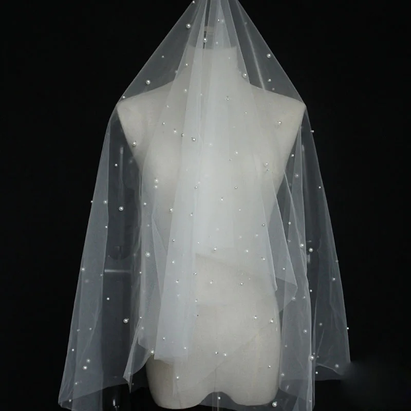

White, Light Champagne Wedding Veils Short Wedding Accessories Bridal Veils