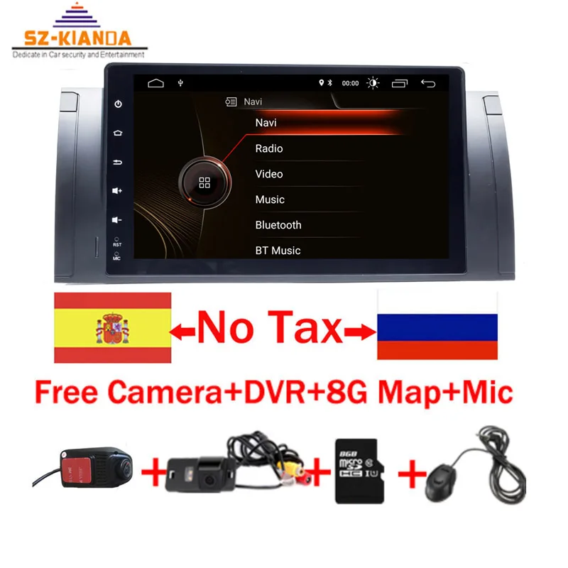 

9" 1024x600 HD Touch Screen 1 din Android 9.1 Car Multimedia Radio Stereo for BMW E39 E53 X5 GPS Wifi 4G Bluetooth DVR RDS USB