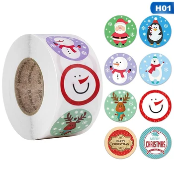 

500pcs/roll christmas sticker 8 designs pattern cartoon sticker for kids toys christmas gift waterproof adhesive labels