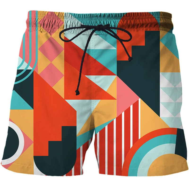 

Geometric pattern 3D All Over Printed Mens Shorts Unisex Streetwear Shorts Summer Beach Polyester Casual Shorts men clothing