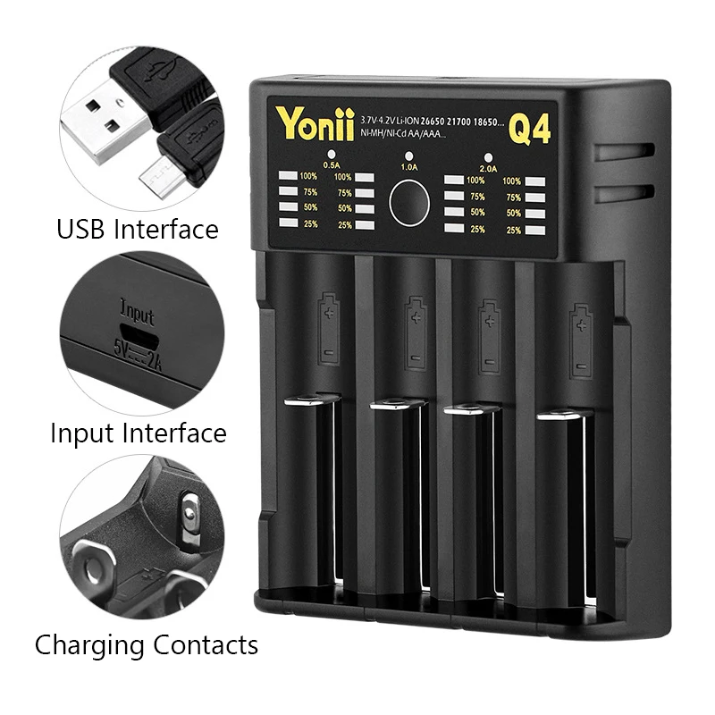 Умное зарядное устройство USB 18650 для 26650 22650 20700 21700 18350 18500 10440 A AA AAA AAAA Ni MH CD li ion