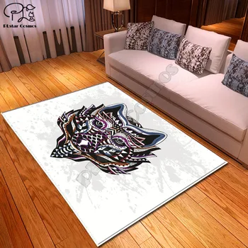 

Wolf head pattern Square Anti-Skid Area Floor Mat 3D Rug Non-slip Mat Dining Room Living Room Soft Bedroom Carpet