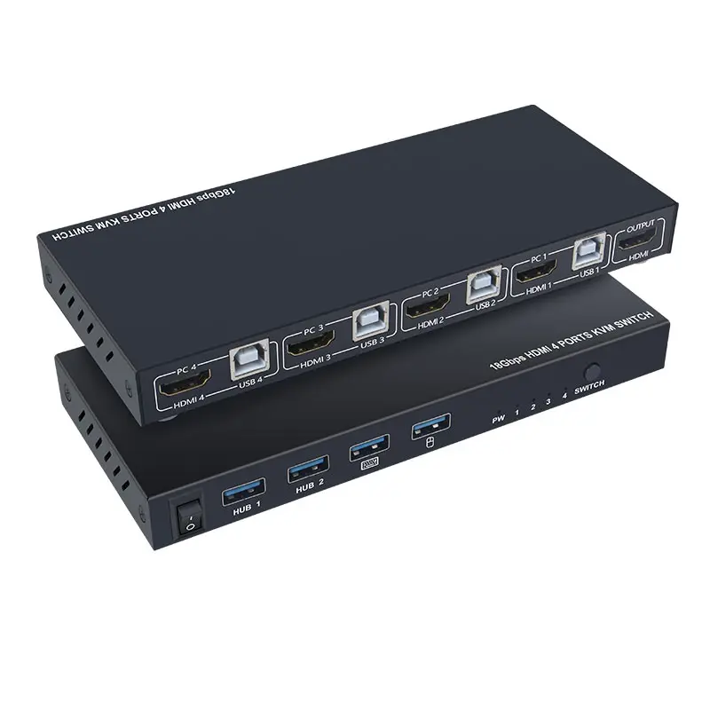 Ultra HD 4K HDMI KVM Switcher 4 Ports Inputs and 1 Port Outputs HDMI2.0 Mouse Keyboard USB Sharer SUB Sale