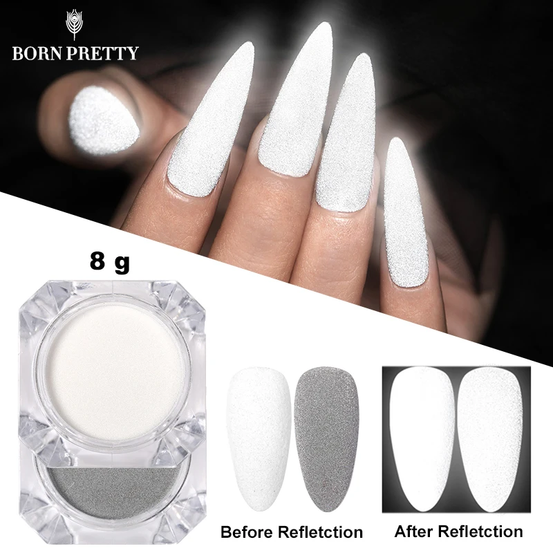 

8g Reflection Nail Powder Grey White Dazzing Super Bright Pigment Powder Party Nail Art Decoration Light In Photoflash