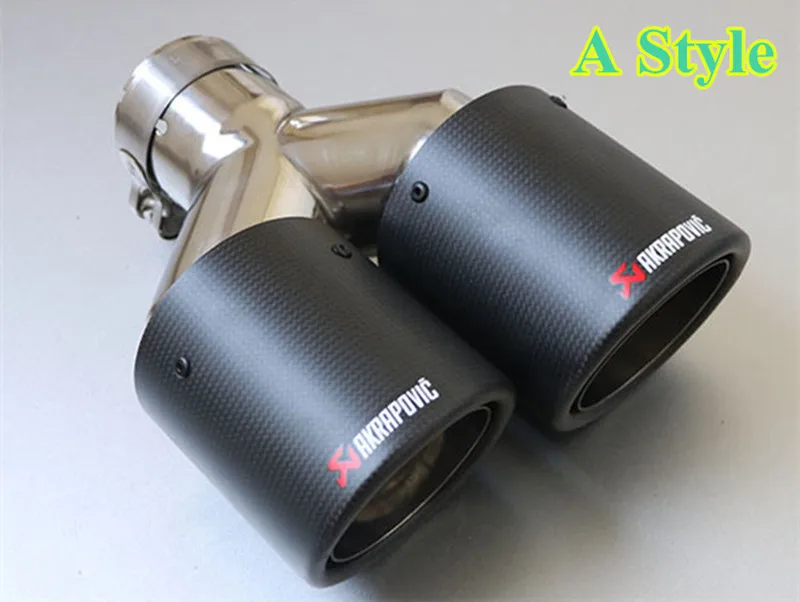 A IN 63MM OUT 76MM 4 модели Универсальный Автомобильный Стайлинг akrapovic выхлопная насадка Глянцевая/матовое углеродное волокно Глушитель Трубы для автомобиля аксессуары - Цвет: A IN 63MM OUT 76MM