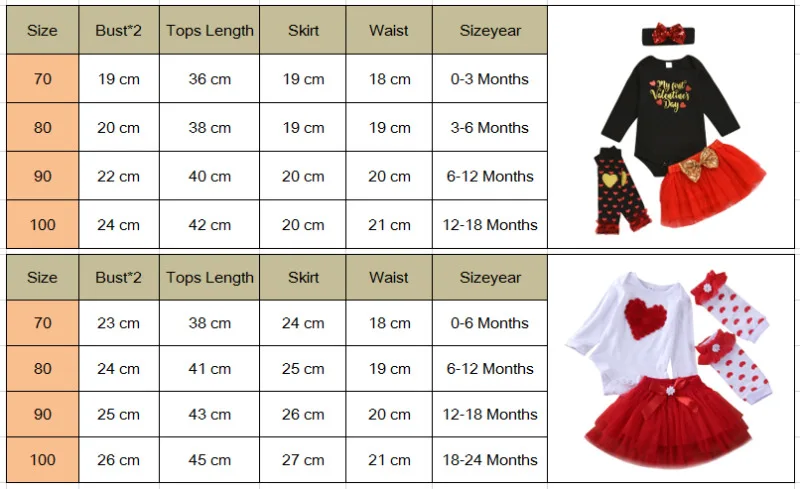 New Toddler Baby Girl Valentine's Day Romper Top+Bow Tutu Dress 4PCs Outfits Clothes