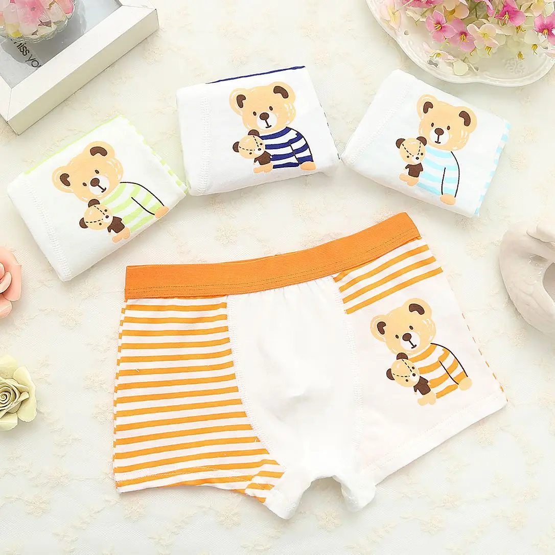 

Stripes Bear Combed Cotton CHILDREN'S Underwear Kids Students Shorts Four Corners BOY'S Underwear Cotton Baby Underpants