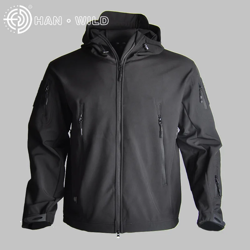 Тактические флисовые TAD куртки мужские в стиле милитари Униформа уличная спортивная охотничья охота одежда водонепроницаемая ветрозащитная куртка или брюки - Цвет: Black