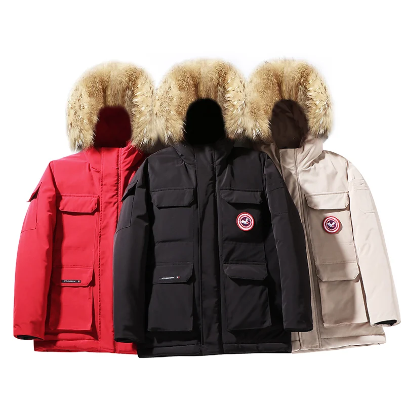 

Celsius Jacket Real Fur Collar Hooded Thick Parka Coat Men Winter Jackets Winter Plus Size 4XL Snow Parka Overcoat