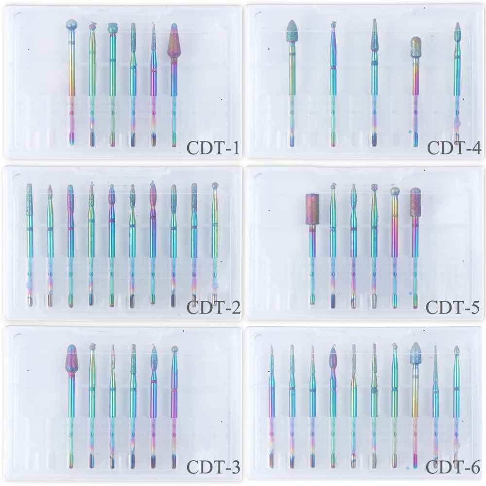 STZ Радуга алмазные фрезы для ногтей набор фрезы для фрезерного станка маникюрные кусачки для педикюра удаляющий гель аксессуары для полировки CDT