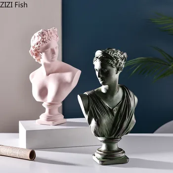 

Nordic Home Decor Resin Mythology David Bust Statuette Desktop Decor Sculpture Crafts Imitation Plaster Heroes Portrait Statue