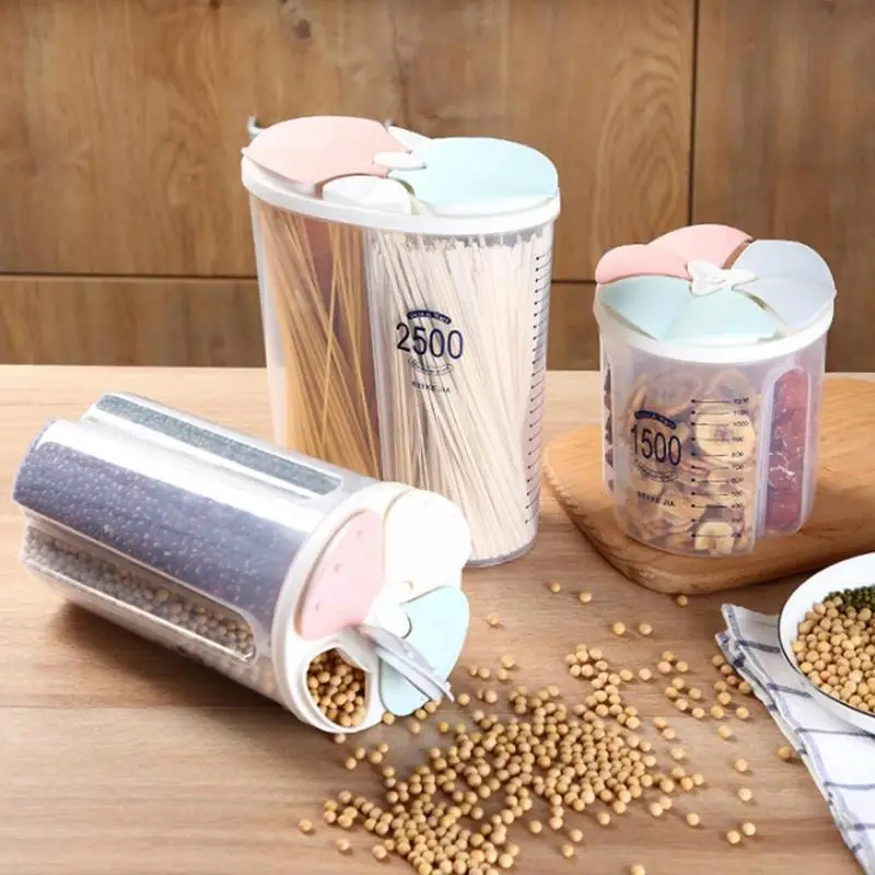 Разделенный резервуар для хранения зерна прозрачный пластиковый кофе в зернах коробка для хранения еды для перекуса кухонная емкость для хранения пищи герметичная банка