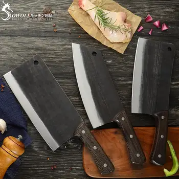 

Sowoll Heavy Duty Chopping Knife Blade Bone Chopping Knife Cleaver Butcher Knife With Wenge Handle Multipurpose Kitchen Tool