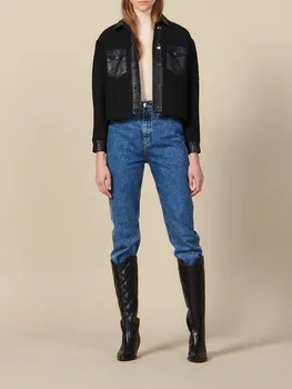 

Women Jacket 2019 Autumn and Winter New Wool Woolen Stitching Short Coat Top