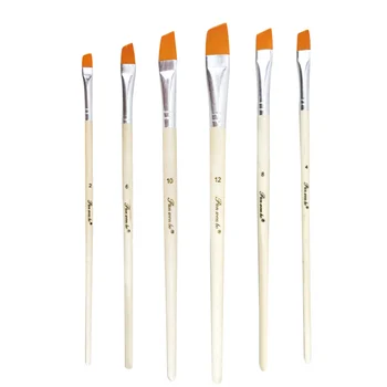 

6 Pcs Nylon Paint Brushes Wood Handle Brushes Artist Paint Brush Set Aluminum Watercolor (Diagonal Peak)