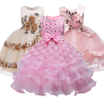 

Summer Christmas Girl Dress Upscale 3-14 yrs princess Dresses girls Wedding Sequins Embroidered Formal Girl Birthday Party Dress