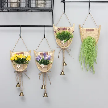 

Twine Bamboo Weaving flower pot rack geometric hanging flower stand Nordic style home wall decoration wall decoration frame