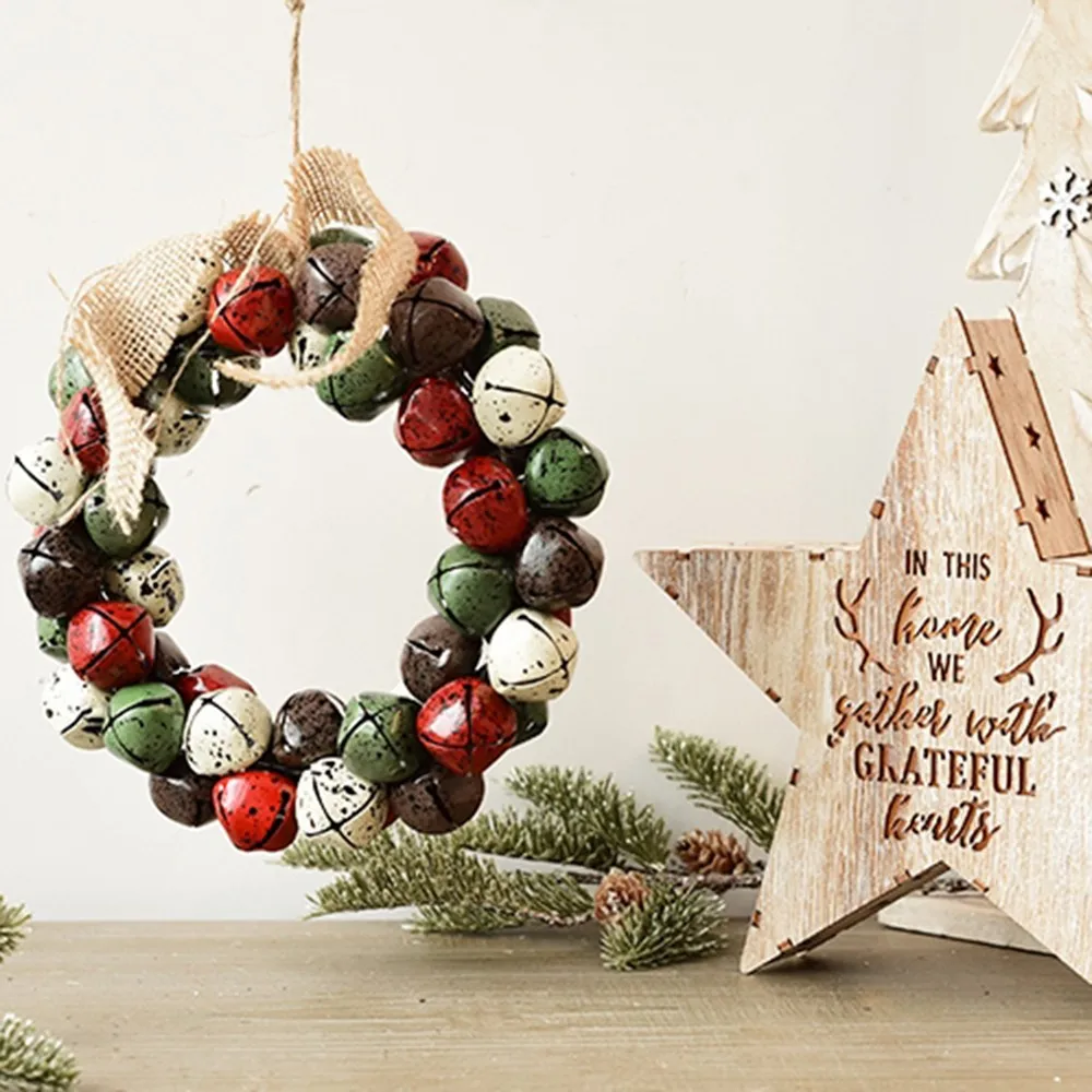 Door Wall Hanging Bell Ornament Merry Christmas Decors For Home Wind Bell Grape Strings Wreath Xmas Party Kids Gift 3 Patterns