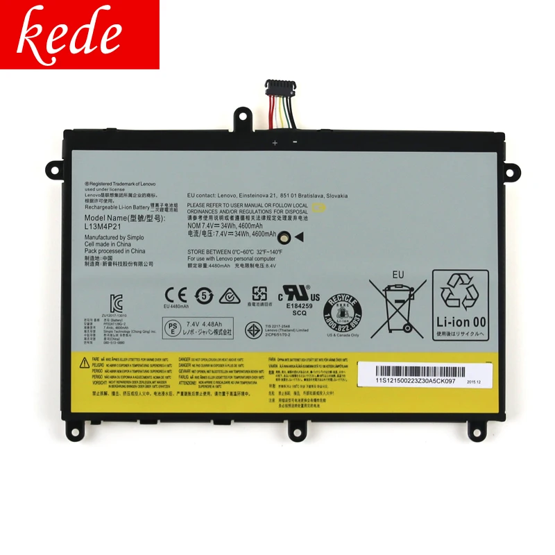 Kede Оригинальный аккумулятор для ноутбука Lenovo IdeaPad Yoga 2 11 20332 2332 20428 Yoga2 7 4 V 34WH L13L4P21