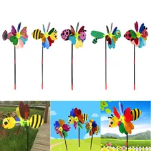 Цвет случайный 3D пчела ветряная мельница двора пластик Pinwheel ветер Спиннер