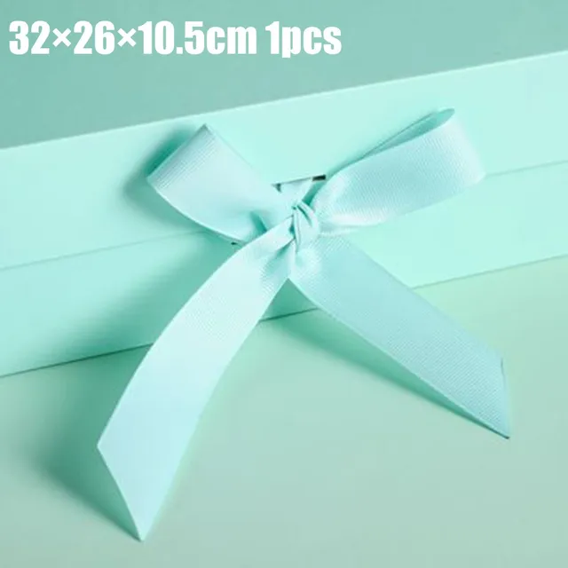 4 Size Gift Box Rigid Thick With Ribbon Magnetic Oversized Packaging Clamshell Folding Colourful Gift Boxes Bags Xmas Storage Green 32X26X10.5cm