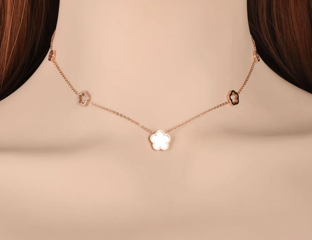 Jewelry Sets Jewelry Set Lokaer Stainless Steel White Shell Flower Charm Pendant Necklace Ring Bracelet Earrings Wedding Jewelry Set For Women SE059