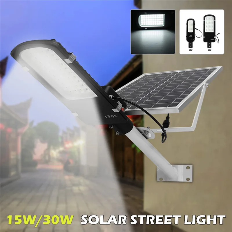 

Solar Power 15W 30W LED Street Road Light Waterproof Button Switch for Street Garden Yard Pathway Lighting Security Lamp