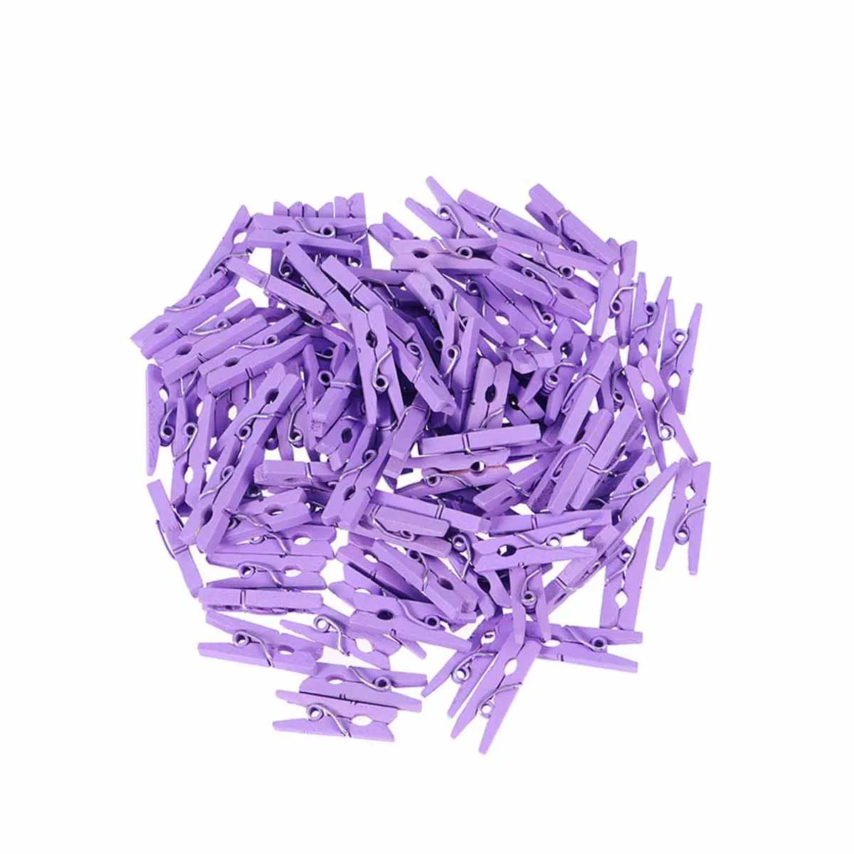 Purple 100 шт мини натуральные деревянные скрепки Универсальный прищепка зажимы фото кабель фотографии зажимы органайзера - Цвет: Purple