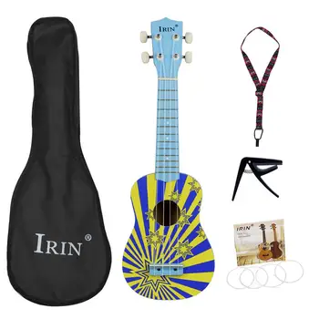 

21inch Ukulele Basswood Ukelele Hawaii Guitar 4 Strings Musical Instrument Colorful Flag Pattern with Bag Strap String
