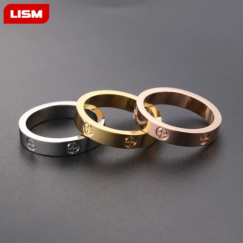 Zircon Ring Head-Screw Rose-Gold Stainless-Steel Hot-Sale Fashion Simple Philips Womens