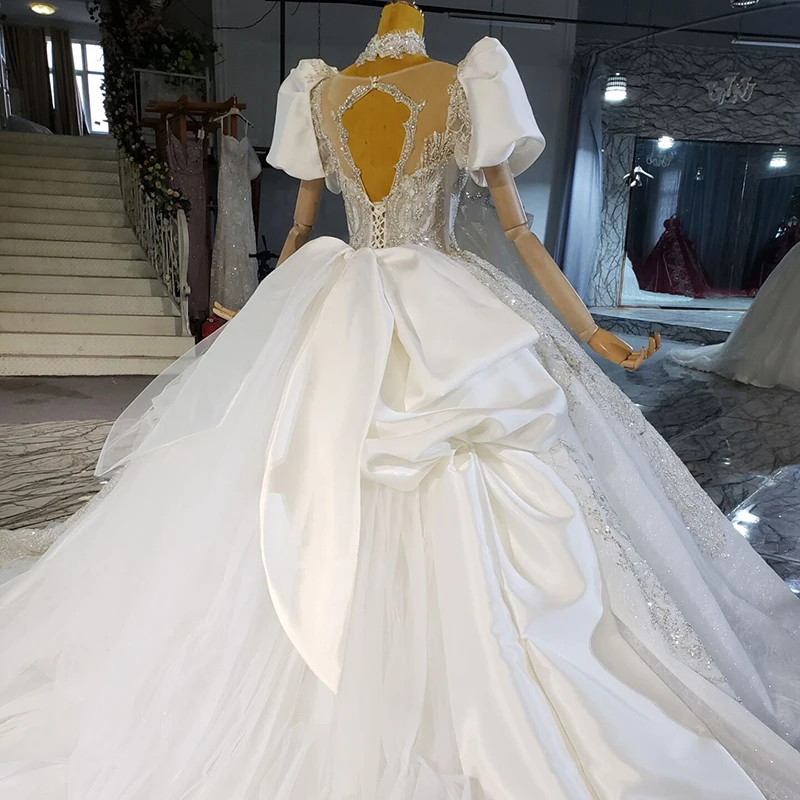 HTL2275 Wedding Gown For Bride 2021 Detachable Sleeve Shiny Plus Size Wedding Dresses With Sleeves Vestido De Novia Con Brillos 6